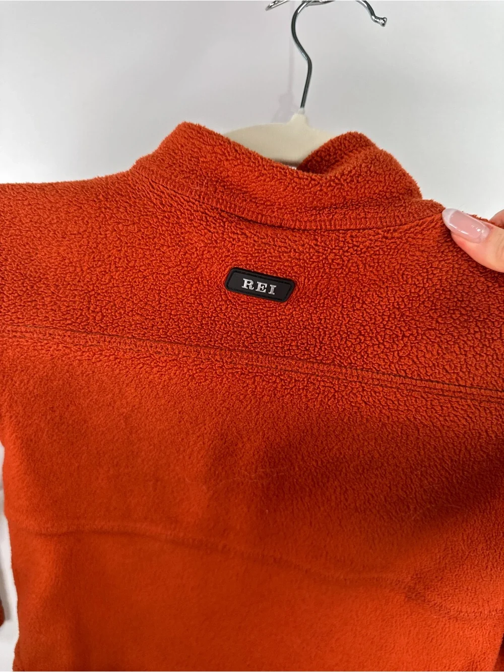 REI Co-op Full Zip Fleece Jacket Mock Neck Rust Orange Size S